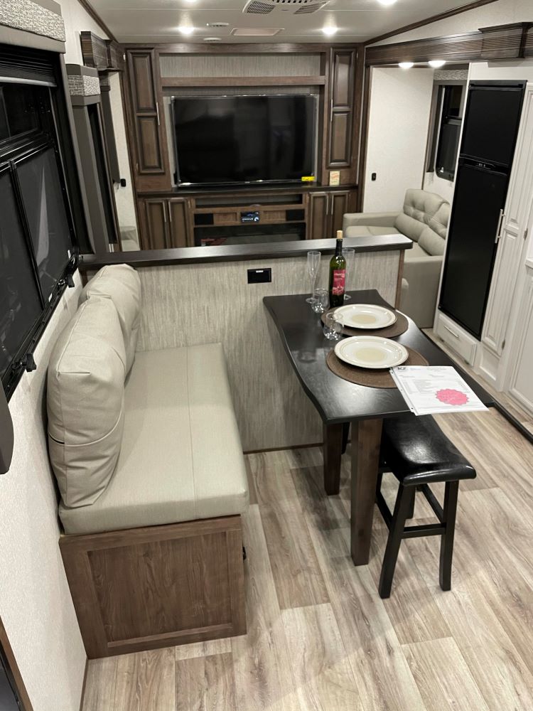 Photo of seating in an RV. Camper Design Trends in 2021