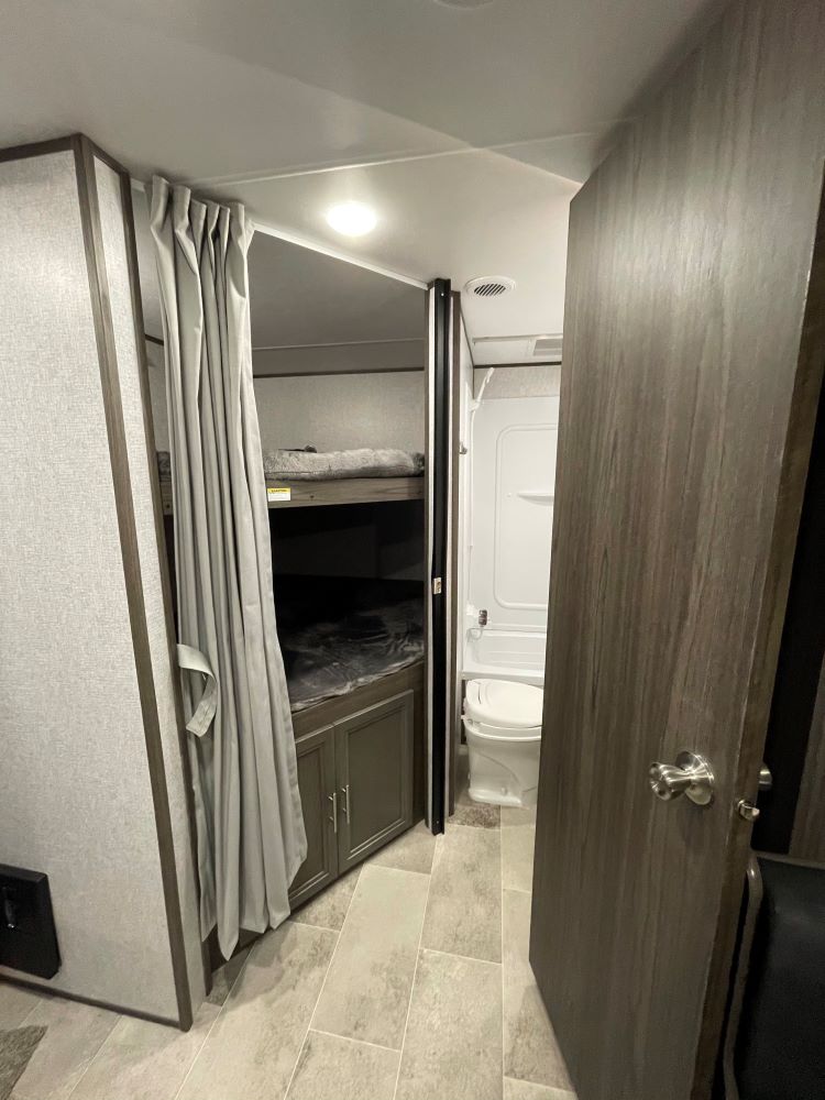 Photo of bunk beds in an RV. 