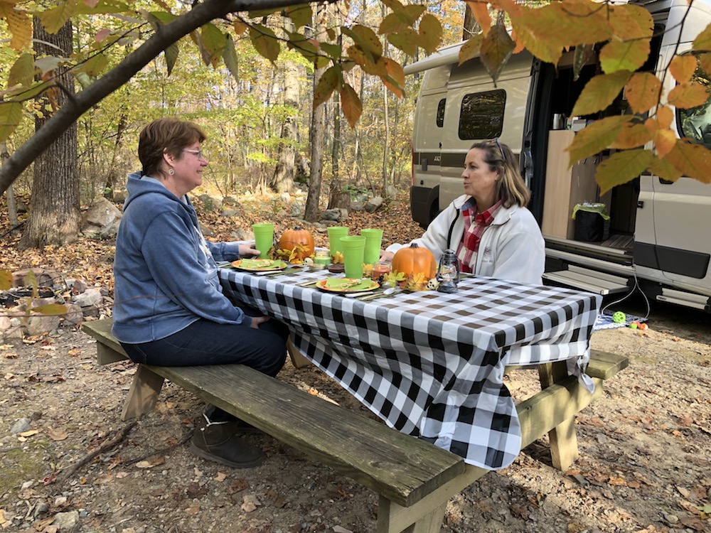 Girlfriends enjoying the holiday table