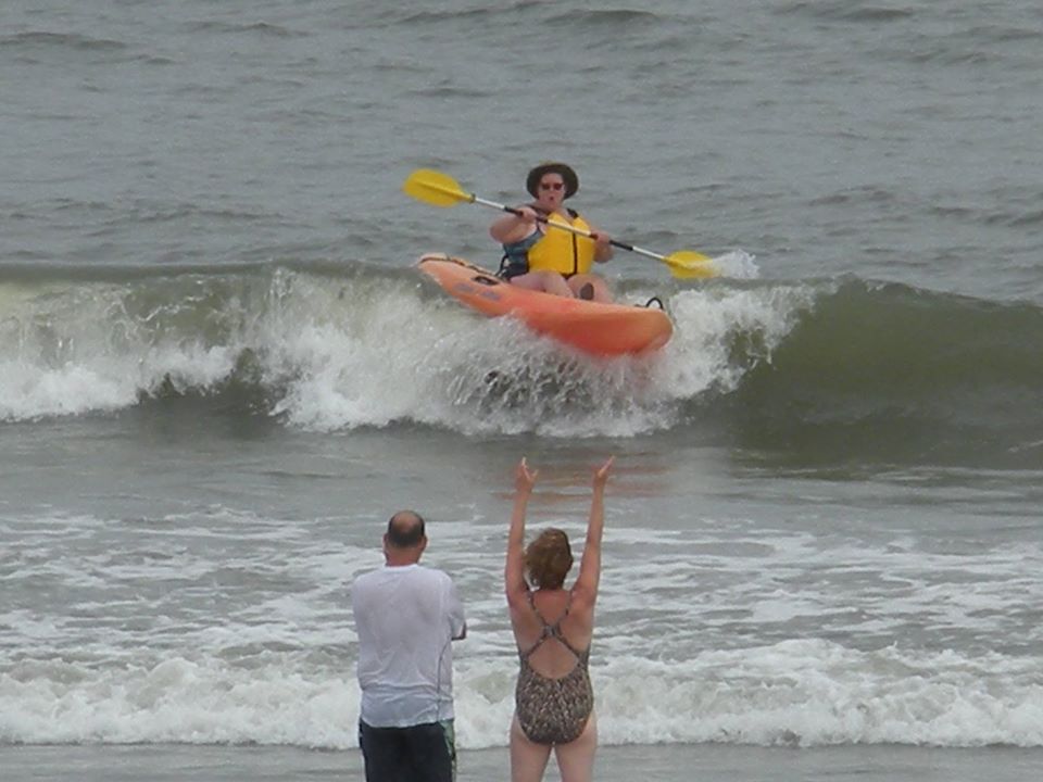 Kayaking in Atlantic Ocean near Myrtle Beach, SC