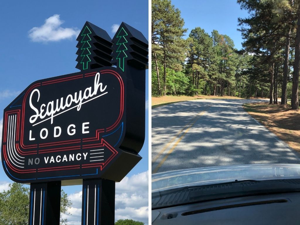 Photo of Sequoyah Lodge sign and drive