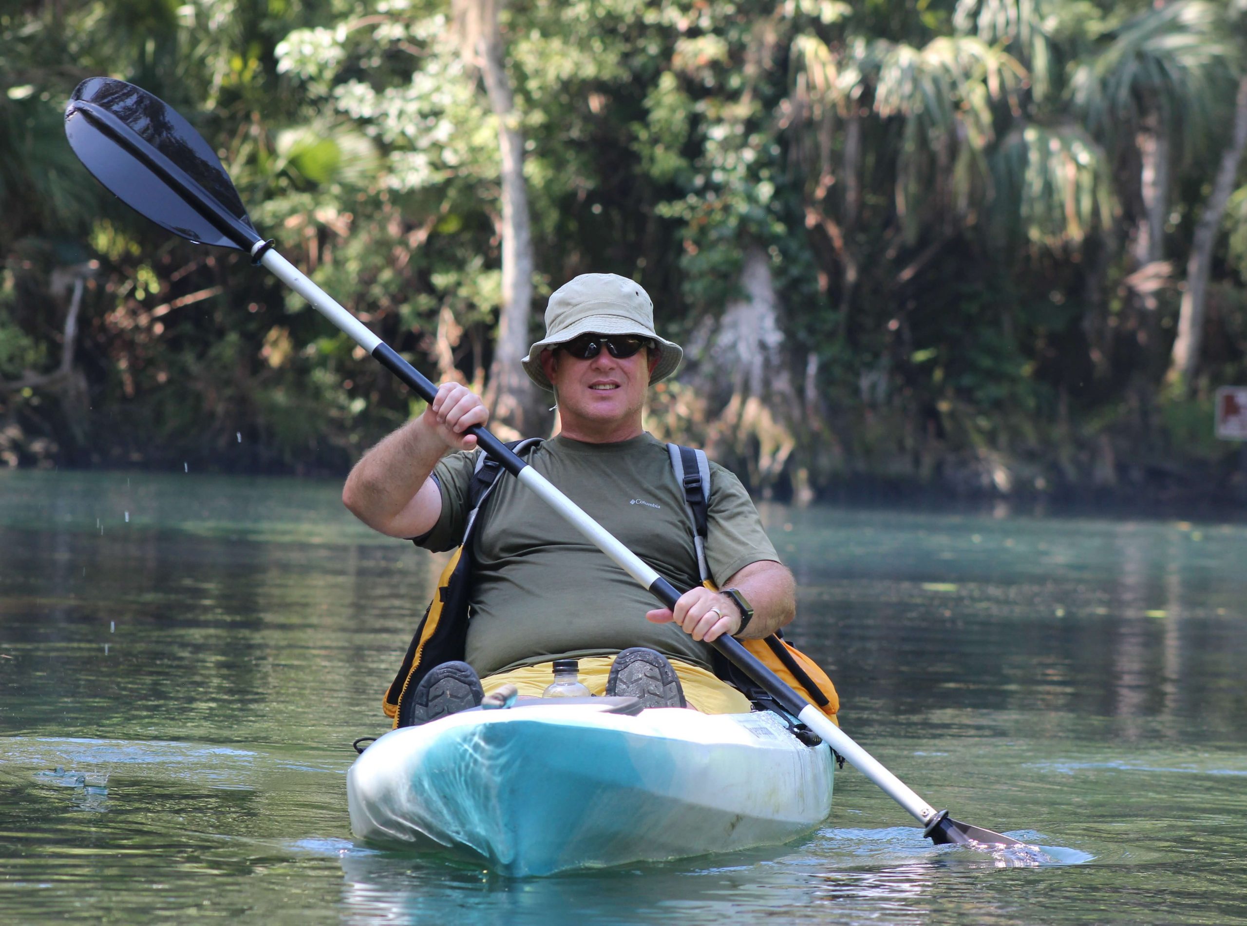 kayak rental with a very happy customer