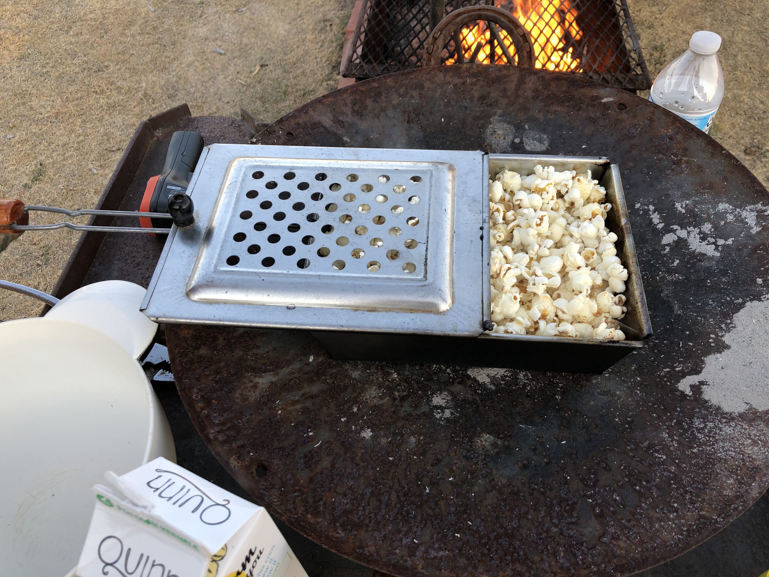 Outdoor Popcorn Popper, campfire cooking