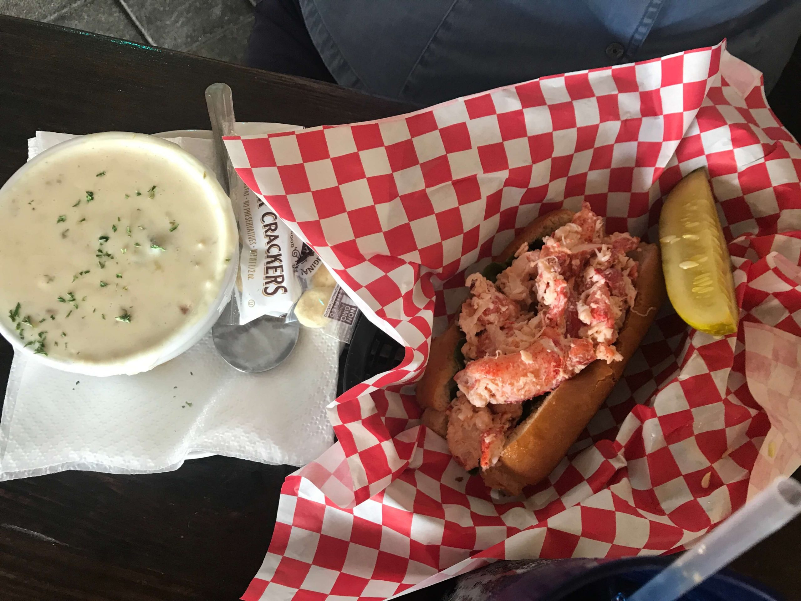 One of my East Coast friends was in love with this lobster roll and clam chowder