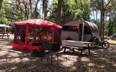 This Girl Camper loves her Clam Tent by Quik-Set
