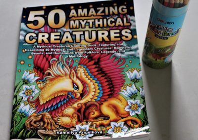 50 Amazing Mythical Creatures Coloring Book and Deli Colored Pencils