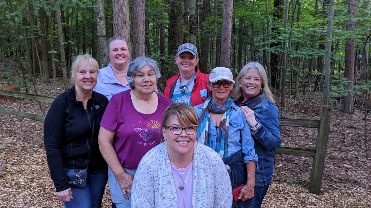 A group of women at a play at the Northern Sky Theater in Peninsula State Park.