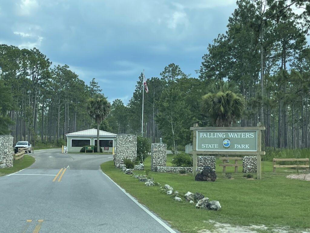 Falling Waters State Park Entrance, first stop on our journey