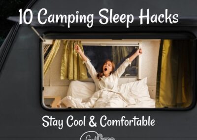 Woman stretching in RV bed